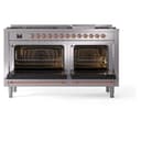 Nostalgie II 60 UP60FNMPSSP Freestanding Dual Fuel Range with 9 Sealed Burners with Griddle Double Oven with Triple Glass Door with Copper knobs view 4