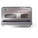 Nostalgie II 60 UP60FNMPSSP Freestanding Dual Fuel Range with 9 Sealed Burners with Griddle Double Oven with Triple Glass Door with Copper knobs view 7