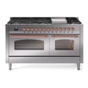 Nostalgie II 60 UP60FNMPSSP Freestanding Dual Fuel Range with 9 Sealed Burners with Griddle Double Oven with Triple Glass Door with Copper knobs view 1