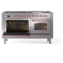 Nostalgie II 60 UP60FNMPSSP Freestanding Dual Fuel Range with 9 Sealed Burners with Griddle Double Oven with Triple Glass Door with Copper knobs view 5