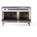 Nostalgie II 60 UP60FNMPWHB Freestanding Dual Fuel Range with 9 Sealed Burners with Griddle Double Oven with Triple Glass Door with Bronze knobs view 4