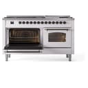 Nostalgie II 60 UP60FNMPWHB Freestanding Dual Fuel Range with 9 Sealed Burners with Griddle Double Oven with Triple Glass Door with Bronze knobs view 5