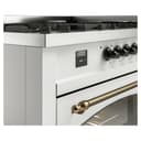 Nostalgie II 60 UP60FNMPWHB Freestanding Dual Fuel Range with 9 Sealed Burners with Griddle Double Oven with Triple Glass Door with Bronze knobs view 8