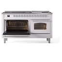 Nostalgie II 60 UP60FNMPWHC Freestanding Dual Fuel Range with 9 Sealed Burners with Griddle Double Oven with Triple Glass Door with Chrome knobs view 5