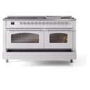 Nostalgie II 60 UP60FNMPWHC Freestanding Dual Fuel Range with 9 Sealed Burners with Griddle Double Oven with Triple Glass Door with Chrome knobs view 7