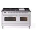 Nostalgie II 60 UP60FNMPWHC Freestanding Dual Fuel Range with 9 Sealed Burners with Griddle Double Oven with Triple Glass Door with Chrome knobs view 1