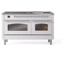 Nostalgie II 60 UP60FNMPWHC Freestanding Dual Fuel Range with 9 Sealed Burners with Griddle Double Oven with Triple Glass Door with Chrome knobs view 3