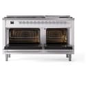 Nostalgie II 60 UP60FNMPWHC Freestanding Dual Fuel Range with 9 Sealed Burners with Griddle Double Oven with Triple Glass Door with Chrome knobs view 4