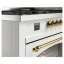 Nostalgie II 60 UP60FNMPWHG Freestanding Dual Fuel Range with 9 Sealed Burners with Griddle Double Oven with Triple Glass Door with Brass knobs view 8