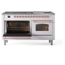 Nostalgie II 60 UP60FNMPWHP Freestanding Dual Fuel Range with 9 Sealed Burners with Griddle Double Oven with Triple Glass Door with Copper knobs view 5