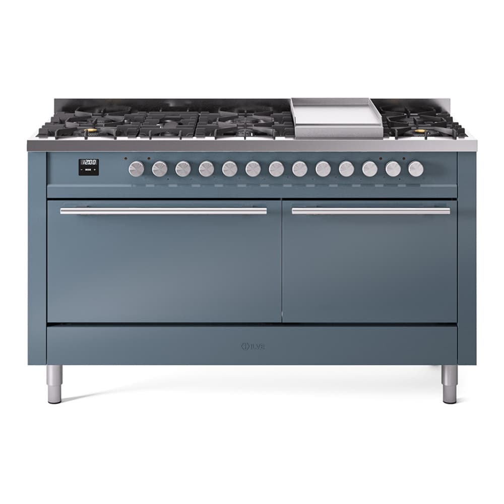 Professional Plus II 60 UP60FQMPBG Freestanding Dual Fuel Range with 9 Sealed Burners with Griddle Double Oven with Solid Door with Stainless Steel knobs