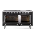 Professional Plus II 60 UP60FQMPBK Freestanding Dual Fuel Range with 9 Sealed Burners with Griddle Double Oven with Solid Door with Stainless Steel knobs view 2