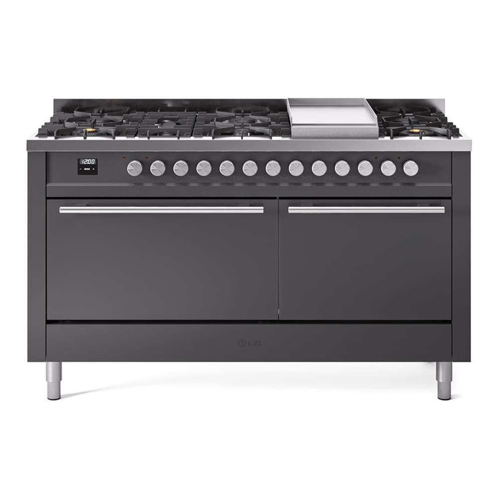 Professional Plus II 60 UP60FQMPMG Freestanding Dual Fuel Range with 9 Sealed Burners with Griddle Double Oven with Solid Door with Stainless Steel knobs