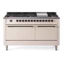 Nostalgie II 60 UP60FQNMPAWB Freestanding Dual Fuel Range with 9 Sealed Burners with Griddle Double Oven with Solid Door with Bronze knobs view 1