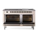 Nostalgie II 60 UP60FQNMPAWB Freestanding Dual Fuel Range with 9 Sealed Burners with Griddle Double Oven with Solid Door with Bronze knobs view 3