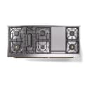 Nostalgie II 60 UP60FQNMPAWG Freestanding Dual Fuel Range with 9 Sealed Burners with Griddle Double Oven with Solid Door with Brass knobs view 4