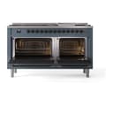 Nostalgie II 60 UP60FQNMPBGB Freestanding Dual Fuel Range with 9 Sealed Burners with Griddle Double Oven with Solid Door with Bronze knobs view 3