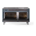 Nostalgie II 60 UP60FQNMPBGP Freestanding Dual Fuel Range with 9 Sealed Burners with Griddle Double Oven with Solid Door with Copper knobs view 3