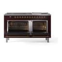 Nostalgie II 60 UP60FQNMPBUG Freestanding Dual Fuel Range with 9 Sealed Burners with Griddle Double Oven with Solid Door with Brass knobs view 3