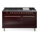 Nostalgie II 60 UP60FQNMPBUP Freestanding Dual Fuel Range with 9 Sealed Burners with Griddle Double Oven with Solid Door with Copper knobs view 1