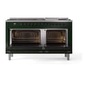 Nostalgie II 60 UP60FQNMPEGB Freestanding Dual Fuel Range with 9 Sealed Burners with Griddle Double Oven with Solid Door with Bronze knobs view 3