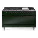 Nostalgie II 60 UP60FQNMPEGB Freestanding Dual Fuel Range with 9 Sealed Burners with Griddle Double Oven with Solid Door with Bronze knobs view 1