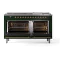 Nostalgie II 60 UP60FQNMPEGG Freestanding Dual Fuel Range with 9 Sealed Burners with Griddle Double Oven with Solid Door with Brass knobs view 3