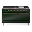 Nostalgie II 60 UP60FQNMPEGG Freestanding Dual Fuel Range with 9 Sealed Burners with Griddle Double Oven with Solid Door with Brass knobs view 1