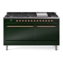 Nostalgie II 60 UP60FQNMPEGP Freestanding Dual Fuel Range with 9 Sealed Burners with Griddle Double Oven with Solid Door with Copper knobs view 1