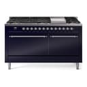 Nostalgie II 60 UP60FQNMPMBC Freestanding Dual Fuel Range with 9 Sealed Burners with Griddle Double Oven with Solid Door with Chrome knobs view 1