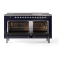 Nostalgie II 60 UP60FQNMPMBC Freestanding Dual Fuel Range with 9 Sealed Burners with Griddle Double Oven with Solid Door with Chrome knobs view 3