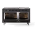 Nostalgie II 60 UP60FQNMPMGB Freestanding Dual Fuel Range with 9 Sealed Burners with Griddle Double Oven with Solid Door with Bronze knobs view 2