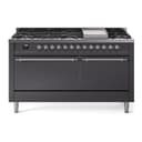 Nostalgie II 60 UP60FQNMPMGC Freestanding Dual Fuel Range with 9 Sealed Burners with Griddle Double Oven with Solid Door with Chrome knobs view 1