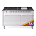 Nostalgie II 60 UP60FQNMPRAC Freestanding Dual Fuel Range with 9 Sealed Burners with Griddle Double Oven with Solid Door with Chrome knobs view 1