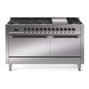 Nostalgie II 60 UP60FQNMPSSB Freestanding Dual Fuel Range with 9 Sealed Burners with Griddle Double Oven with Solid Door with Bronze knobs view 1