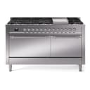 Nostalgie II 60 UP60FQNMPSSC Freestanding Dual Fuel Range with 9 Sealed Burners with Griddle Double Oven with Solid Door with Chrome knobs view 1