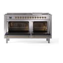 Nostalgie II 60 UP60FQNMPSSG Freestanding Dual Fuel Range with 9 Sealed Burners with Griddle Double Oven with Solid Door with Brass knobs view 2