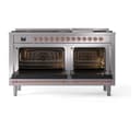 Nostalgie II 60 UP60FQNMPSSP Freestanding Dual Fuel Range with 9 Sealed Burners with Griddle Double Oven with Solid Door with Copper knobs view 2