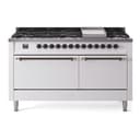 Nostalgie II 60 UP60FQNMPWHB Freestanding Dual Fuel Range with 9 Sealed Burners with Griddle Double Oven with Solid Door with Bronze knobs view 1