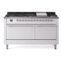 Nostalgie II 60 UP60FQNMPWHC Freestanding Dual Fuel Range with 9 Sealed Burners with Griddle Double Oven with Solid Door with Chrome knobs view 1