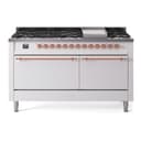 Nostalgie II 60 UP60FQNMPWHP Freestanding Dual Fuel Range with 9 Sealed Burners with Griddle Double Oven with Solid Door with Copper knobs view 1