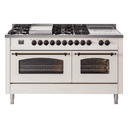 Nostalgie II 60 UP60FSNMPAWB Freestanding Dual Fuel Range with 7 Sealed Burners with Griddle and French Top Double Oven with Triple Glass Door with Bronze knobs view 1