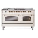 Nostalgie II 60 UP60FSNMPAWB Freestanding Dual Fuel Range with 7 Sealed Burners with Griddle and French Top Double Oven with Triple Glass Door with Bronze knobs view 3