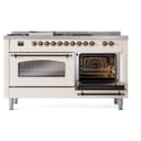 Nostalgie II 60 UP60FSNMPAWB Freestanding Dual Fuel Range with 7 Sealed Burners with Griddle and French Top Double Oven with Triple Glass Door with Bronze knobs view 6
