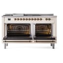 Nostalgie II 60 UP60FSNMPAWB Freestanding Dual Fuel Range with 7 Sealed Burners with Griddle and French Top Double Oven with Triple Glass Door with Bronze knobs view 4
