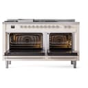 Nostalgie II 60 UP60FSNMPAWC Freestanding Dual Fuel Range with 7 Sealed Burners with Griddle and French Top Double Oven with Triple Glass Door with Chrome knobs view 4