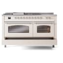 Nostalgie II 60 UP60FSNMPAWC Freestanding Dual Fuel Range with 7 Sealed Burners with Griddle and French Top Double Oven with Triple Glass Door with Chrome knobs view 7