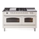 Nostalgie II 60 UP60FSNMPAWC Freestanding Dual Fuel Range with 7 Sealed Burners with Griddle and French Top Double Oven with Triple Glass Door with Chrome knobs view 1