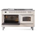 Nostalgie II 60 UP60FSNMPAWC Freestanding Dual Fuel Range with 7 Sealed Burners with Griddle and French Top Double Oven with Triple Glass Door with Chrome knobs view 5