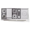Nostalgie II 60 UP60FSNMPAWG Freestanding Dual Fuel Range with 7 Sealed Burners with Griddle and French Top Double Oven with Triple Glass Door with Brass knobs view 9